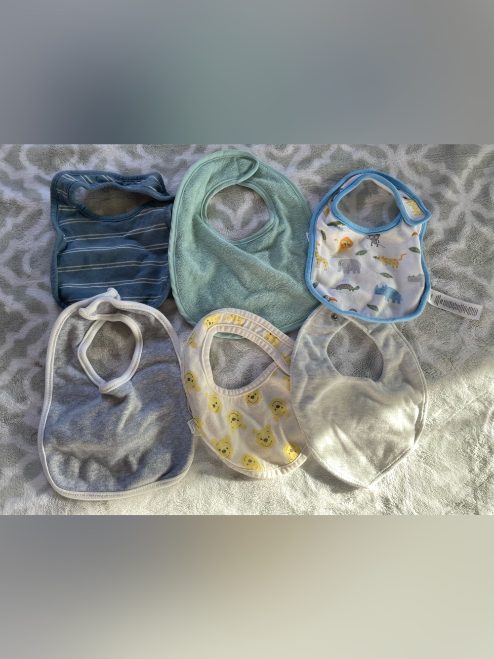 Baby Bib Set - Blue, Mint, Yellow, Gray - Unbranded Multi-Pack